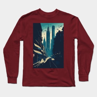 New York City street with skyscrapers Long Sleeve T-Shirt